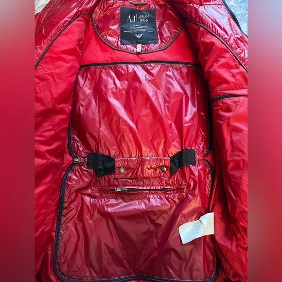 Armani Jeans Red Quilted Jacket - Picture 4 of 7